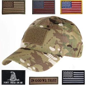 The Lightbird Military Patch Hat Operator Cap comes with 6 patches to choose from.