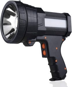 The YIERBLUE Rechargeable spotlight shines light at 2600 feet. 