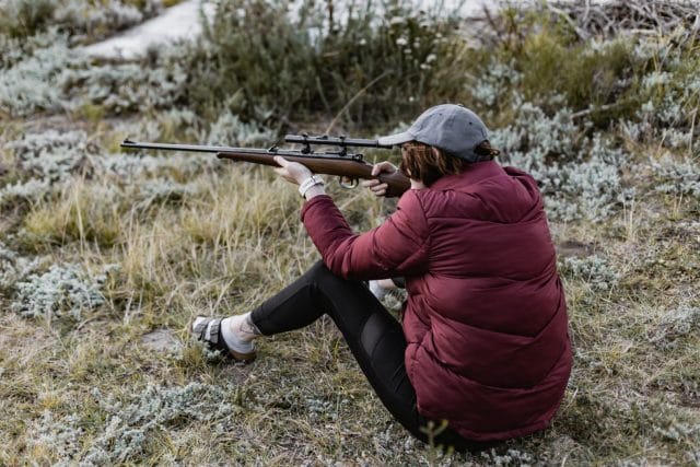 Youth using Small Caliber Beginner Hunting Rifle