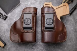 OUTBAGS USA SHIELD Full Grain Leather IWB Holster are available in both black and brown leather