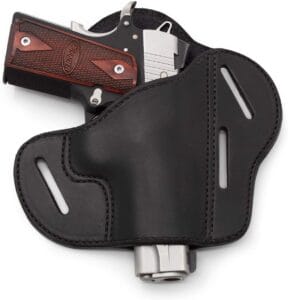 The Relentless Tactical Pancake Holster provides great concealment with maximum comfort