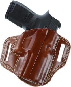 The Galco Combat Master Belt Holster is made of 100% saddle leather and double stitched seams