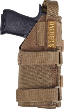 The OneTigris Molle Gun Holster has good retention and is made to be dependable.