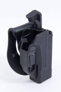 The Orpaz Glock Thumb Release Holster for Glock 34 has a full 360 degrees of rotational freedom
