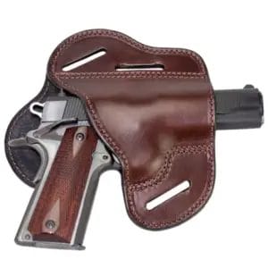 The Relentless Tactical The Ultimate Leather Gun Holster for the Kimber 1911 is made to fit close to body and keep good retention