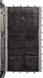 Liberty Safe Gun Door Panel Organizer comes with 3 quick draw holsters, choke tube holders, cool pockets