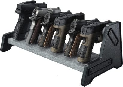 The Mind and Action Deluxe Gun Rack for Pistol Safe Storage. soft, non-abrasive lining, will protect your firearms