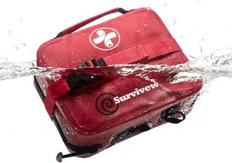 The Surviveware Waterproof Premium First Aid Kit is totally waterproof