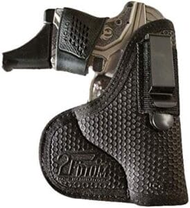 The Pocket Holsters by Don’t Tread on Me. comes with a removable pocket or inside the waistband (IWB) clip