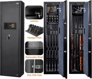 Quick Access 5-6 Gun Storage Cabinet with a Handgun Lock Box